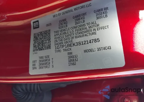 2025 GMC Canyon 2Wd Elevation z USA, uszkodzony, nr VIN 1GTP1BEK3S1214785